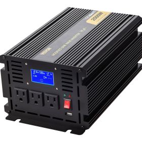Power Inverter, 2500W Modified Sine Wave Inverter, DC 12V to AC 120V Car Converter, with LCD Display, Remote Controller, LED Indicator